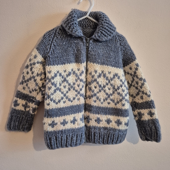 Handmade Other - Vintage Wool Zip Up Cardigan Cowichan Style Kids Size 5 6